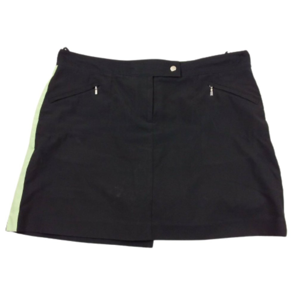Izod XFG Skort Front Snap/Button Zip Pockets Golf Pickleball Tennis Black Green